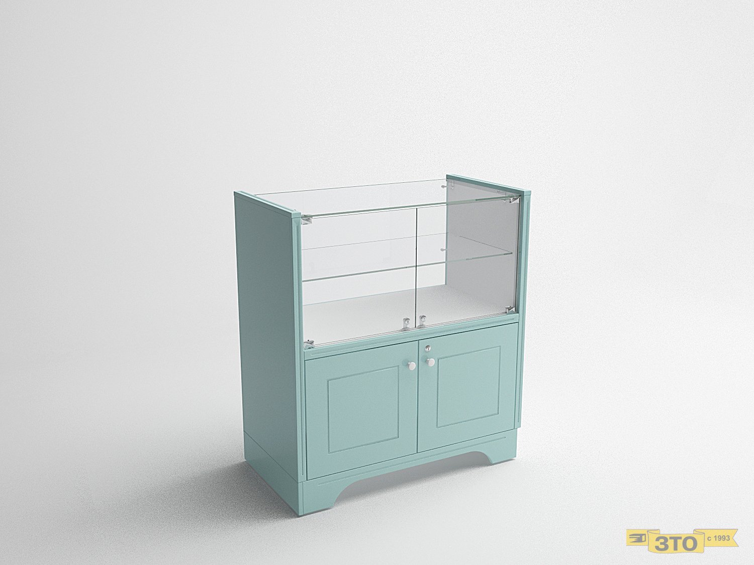 Витрина низкая с накопителем и дверками 017 В-1040 - Торговая мебель